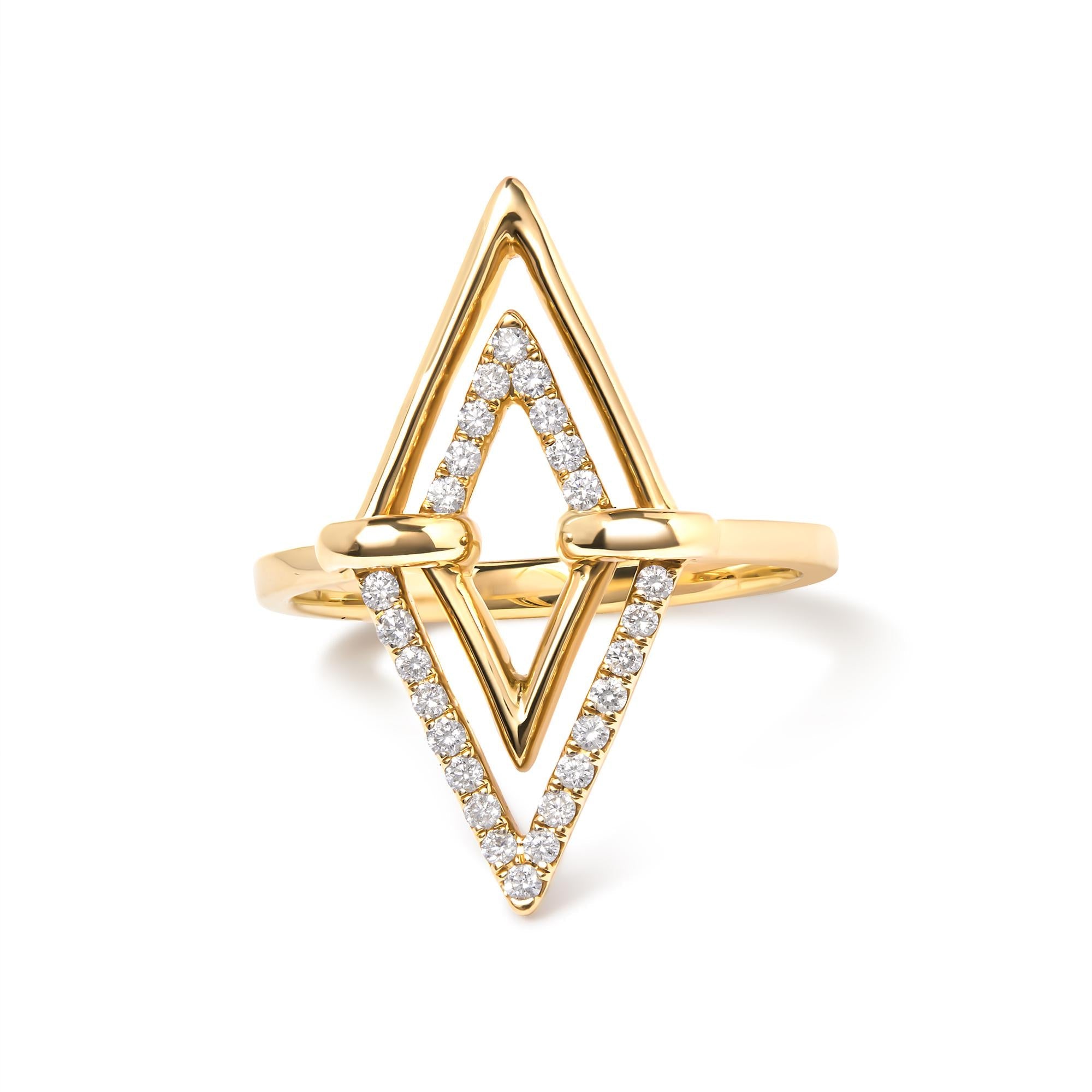 14K Yellow Gold 1/5 Cttw Diamond Double Triangle Ring (G-H Color, SI1-SI2 Clarity) - Size 7
